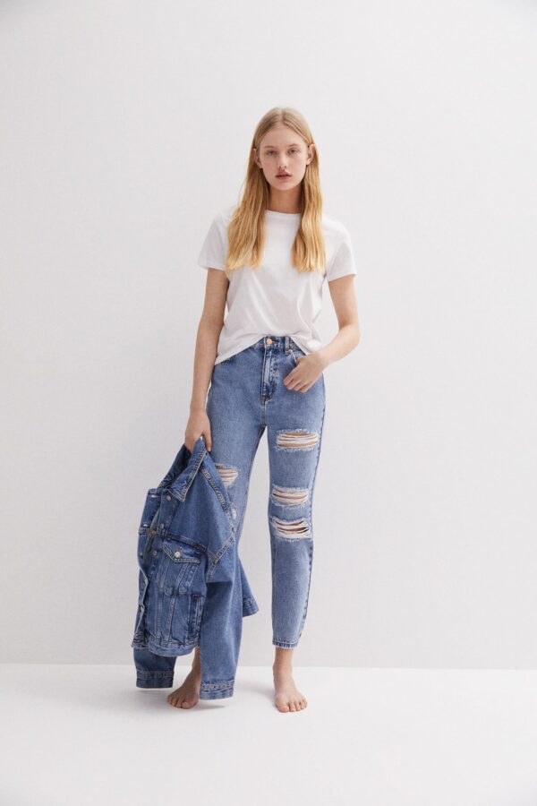 Ripped Mom Jeans - Contains Recycled Cotton - Image 4